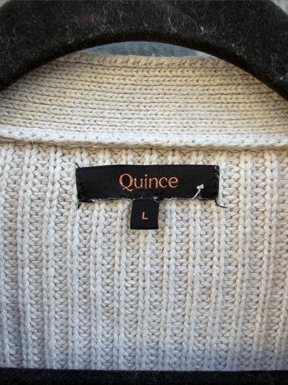 Quince 100% Organic Cotton Fisherman Boxy Cropped V-Neck Button Cardigan Size: L - Picture 3 of 8